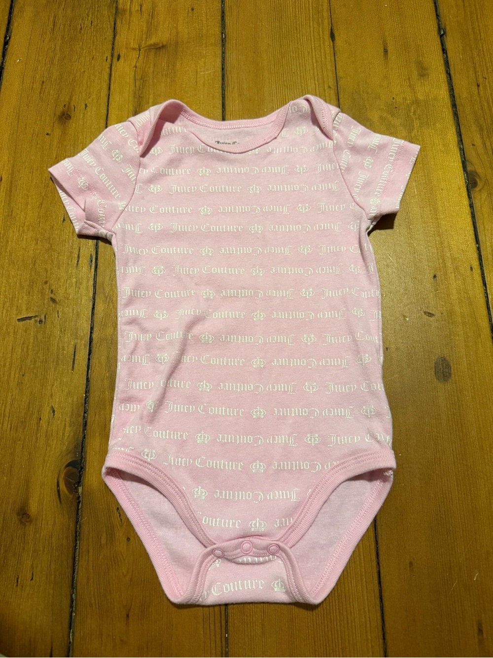 Juicy Couture Pink Logo-Print Baby One-Piece Bodysuit